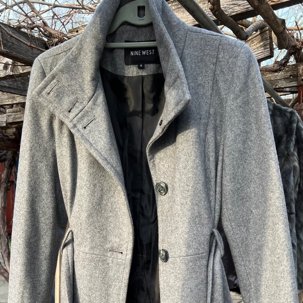 Nine West Wool Blend Grey Dress Coat